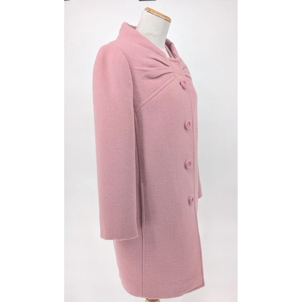 Kate Spade Etta Walking Coat Wool Blend Bow Collar Pink 8 Coquette Preppy Mod
